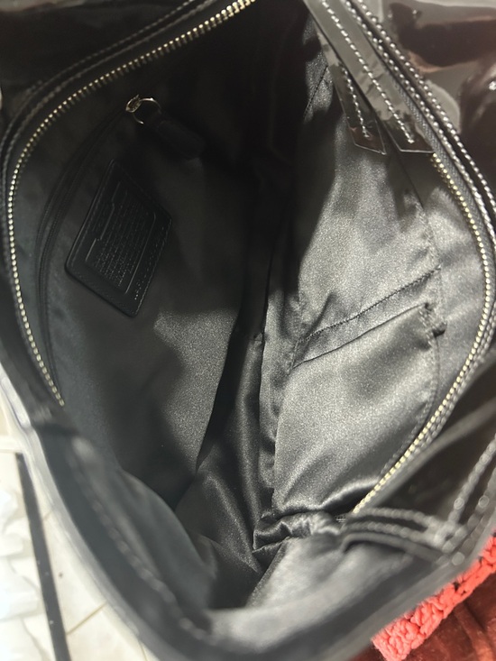 Coach Black Patent Circle-Embossed Shoulder Bag - Picture 4 of 4